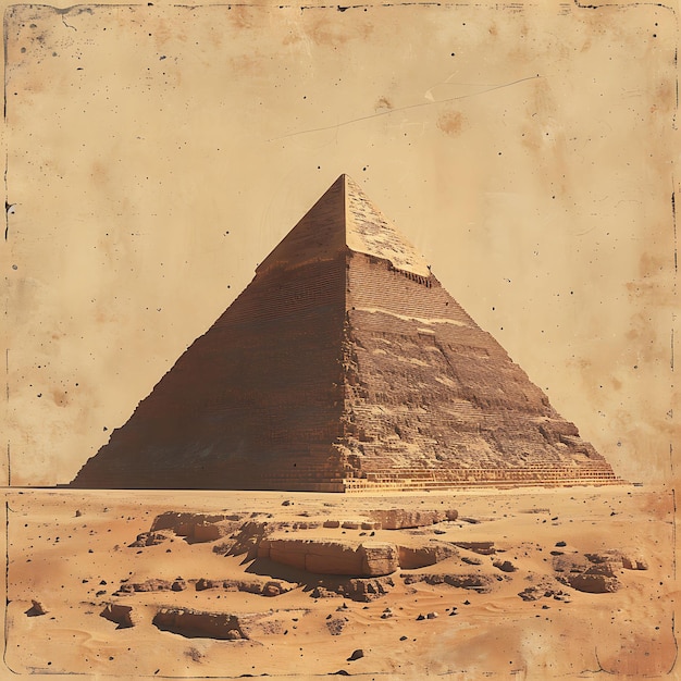 Egyptische piramide met textuur van zand Schuurpapier Collage Effe Illustratie Trending achtergronddecoratie