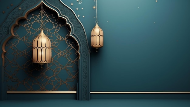 イード・アダ・ムバラク・グリーティング・カード イスラム・フローラル・パターン・デザイン アラビア・カリグラフィー・モスク