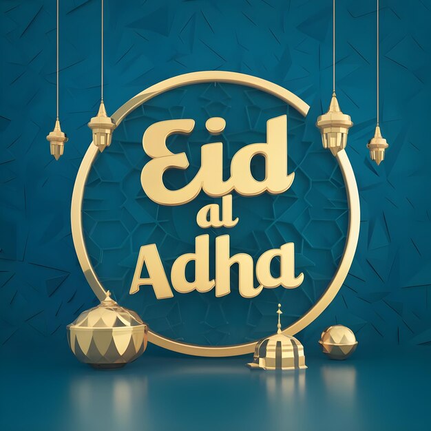 Eid Al adha 3D font effect banner design