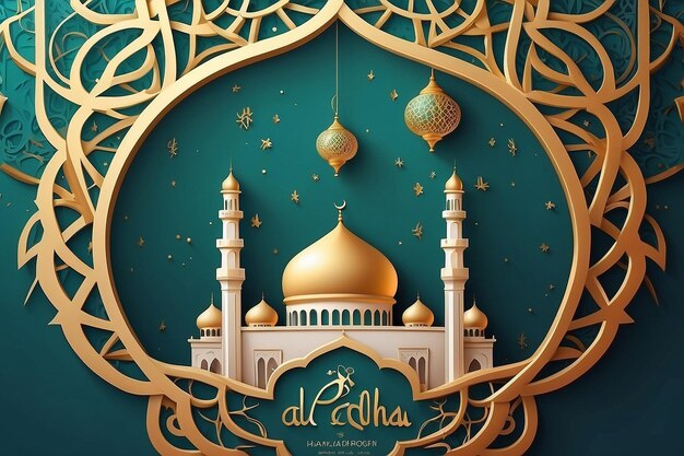 Photo eid al adha banner design vector illustration islamic and arabic background for musl