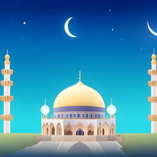 Eid al Adha banner post template or Eid Mubarak background Mosque