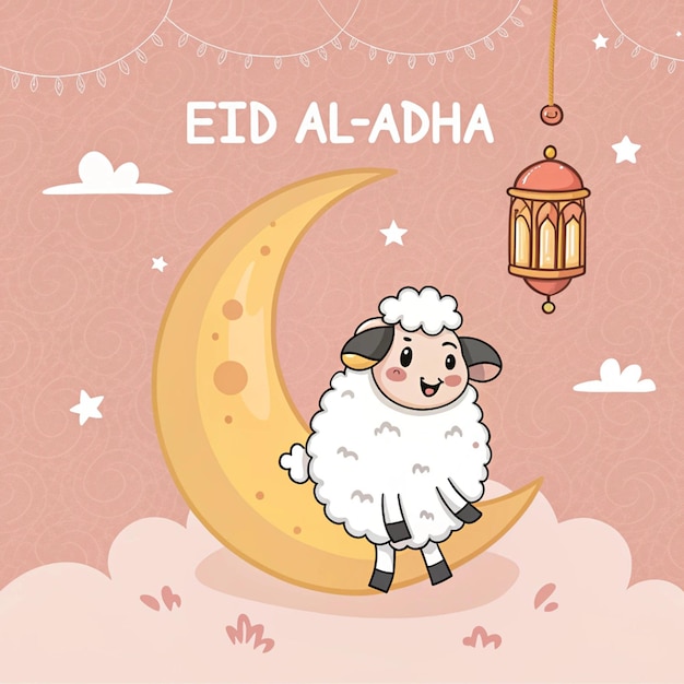 eid al-adha celebration sheep on the moon