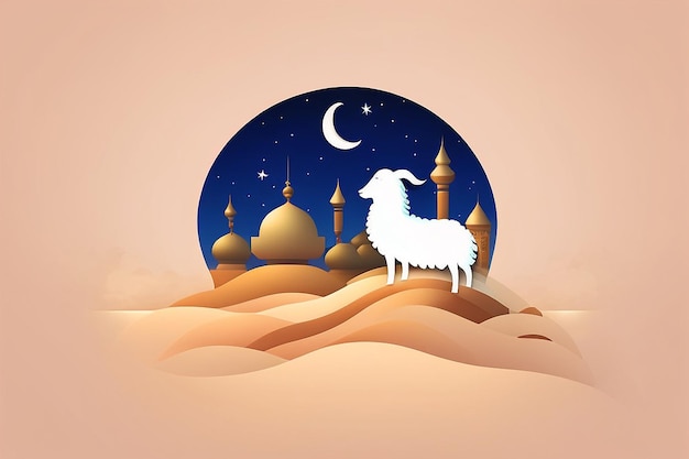 Eid Al Adha festival Greeting card with sacrifici