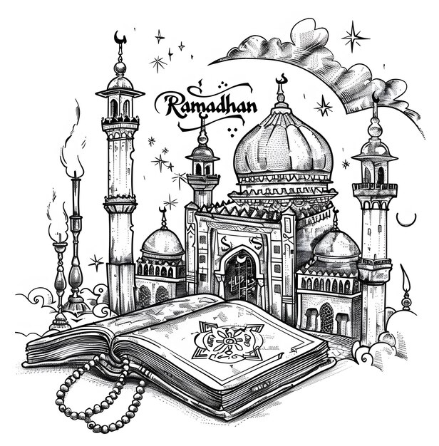 Eid Al Adha greeting card with mosque