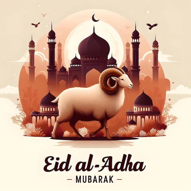 Photo eid al adha greeting illustration