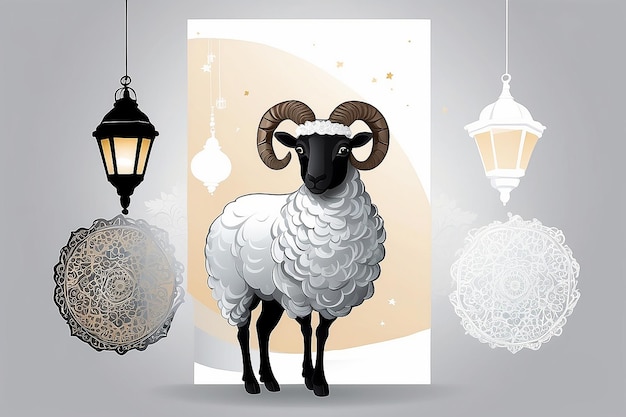 Eid al-Adha Illustratie Opoffering van ram en schaap