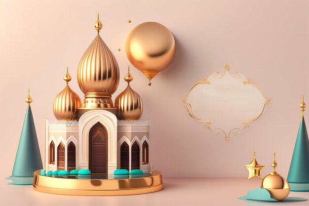 Eid al adha islamic decoration display podium ai generated