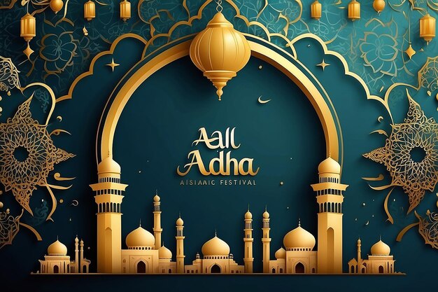 Eid al adha islamic festival wishes background design