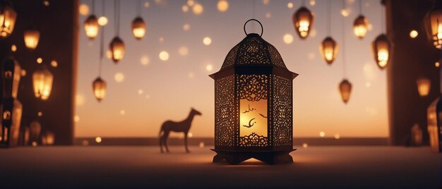Eid al Adha Islamic illustration Arabic Lanterns and Islamic Background Arab history generated by AI