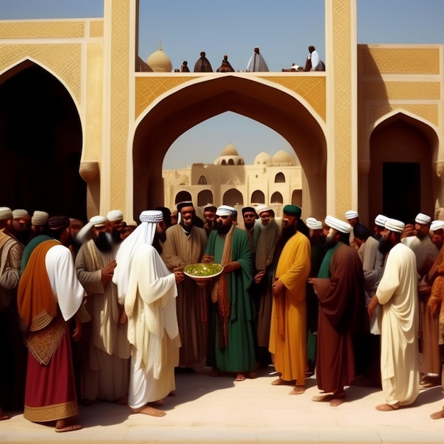 Иллюстрация исламской мечети Ид аль Адха Арабские фонари и исламское происхождение Арабская история 3d