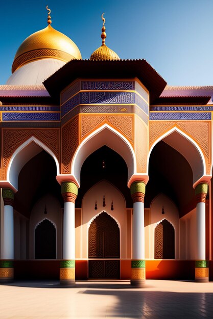 Eid al Adha Islamic Mosque illustration Arabic Lanterns and Islamic Background Arab history 3d