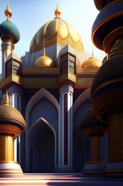 Eid al Adha Islamic Mosque illustration Arabic Lanterns and Islamic Background Arab history 3d