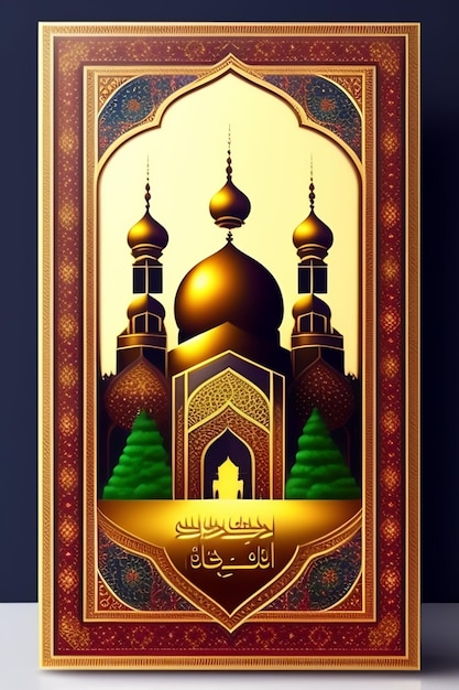 Foto eid al adha islamitische moskee illustratie arabische lantaarns en islamitische achtergrond arabische geschiedenis 3d