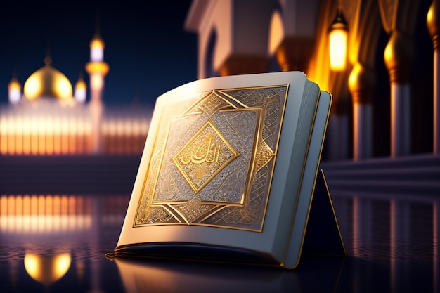 Eid al Adha Islamitische Moskee illustratie Arabische Lantaarns en Islamitische Achtergrond Arabische geschiedenis 3d