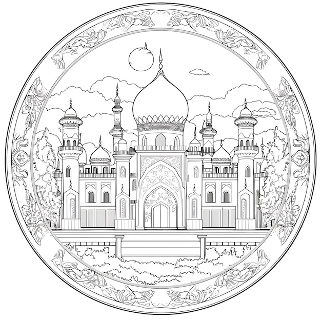 Eid al Adha mosque outline vactor mosque logo mosque flat illustration