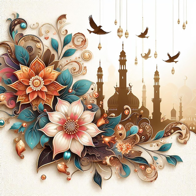 Eid al Adha Mubarak Decoratieve achtergrond Blending AI gegenereerd