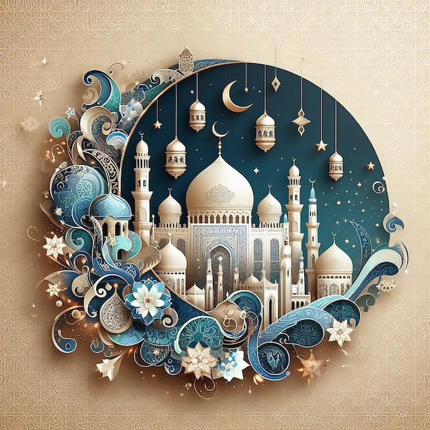 Eid al Adha Mubarak Decorative Background Blending AIgenerated