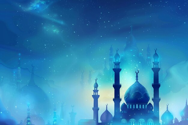 Photo eid al adha mubarak glossy blue background design