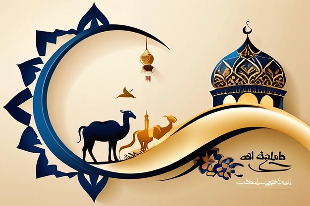 Photo eid al adha mubarak greeting card vector