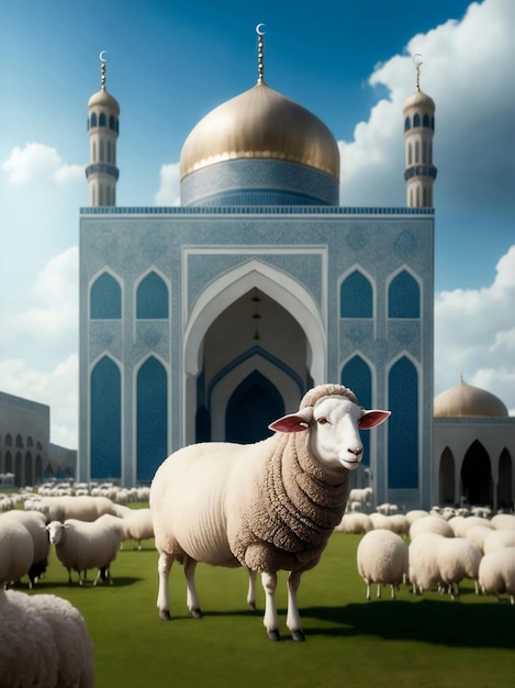 Исламский фестиваль Ид аль Адха Мубарак Генеративный AI Иллюстрация