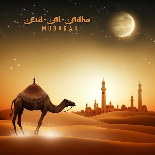 Photo eid al adha mubarak islamic festival social media banner template