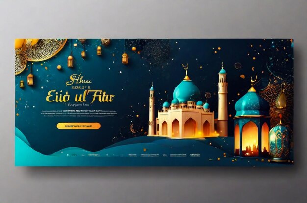 Photo eid al adha mubarak islamic festival social media banner template