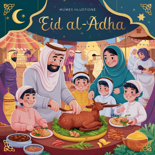 Photo eid al adha mubarak islamic festival social media poster