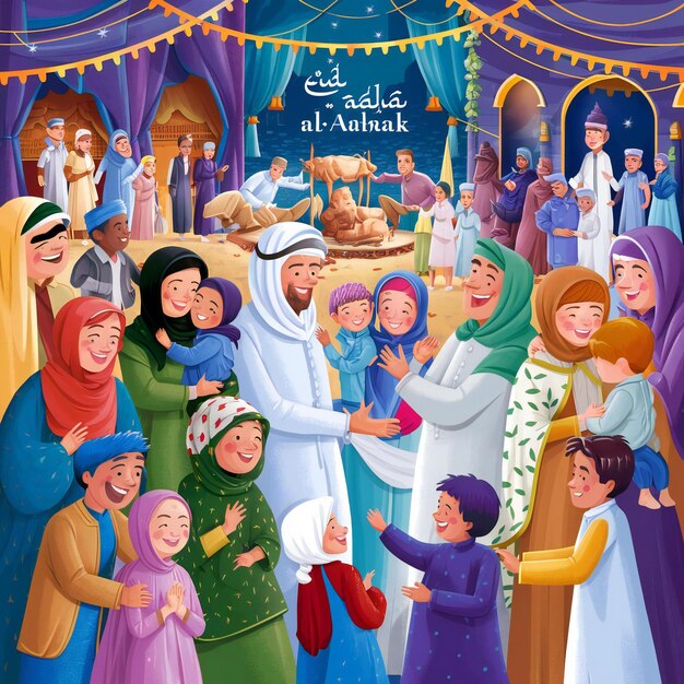 Photo eid al adha mubarak islamic festival social media poster