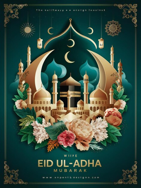 Foto poster sui social media del festival islamico di eid al adha mubarak