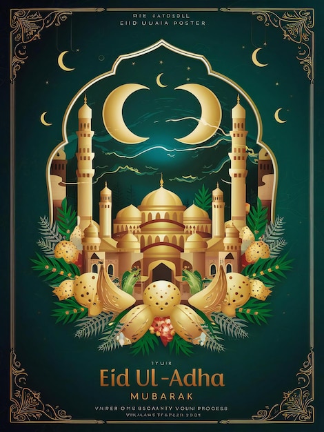 Foto poster sui social media del festival islamico di eid al adha mubarak