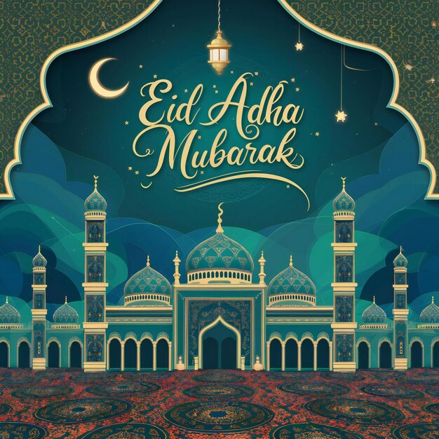 Photo eid al adha mubarak islamic festival social media poster