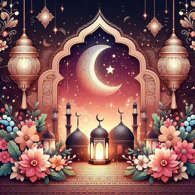 Eid al Adha Mubarak Stylish Decorative Background AIgenerated