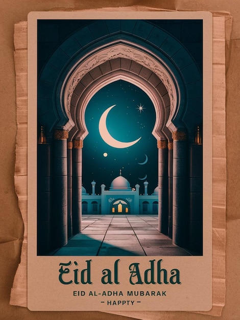 Foto eid al adha social media post design met halal dier beeld gegenereerd door ai