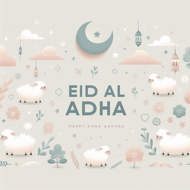 Eid al adha white gradient pink minimalist