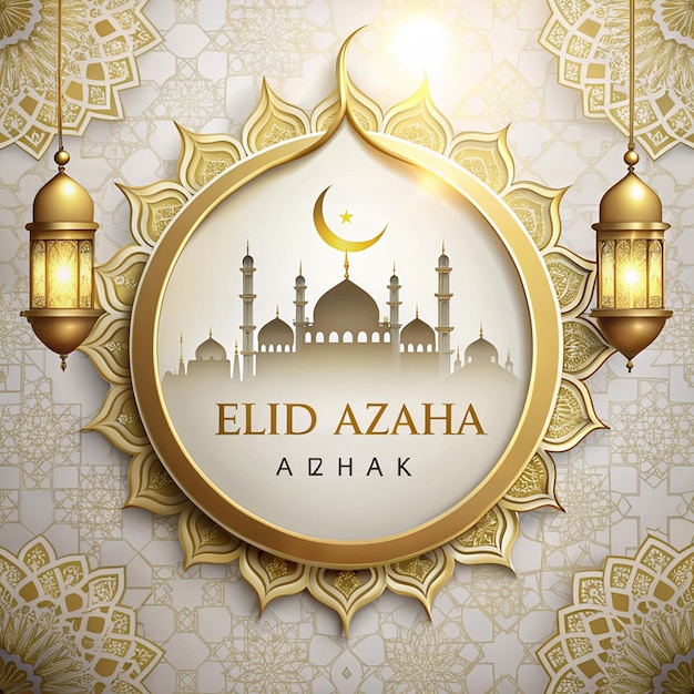 eid al azha mubarak festival islamic background isolated on white background islamic new year illustration