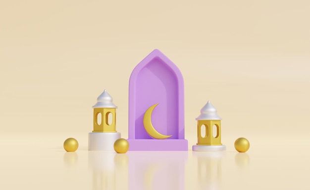 eid al fitr 3d illustrationidul fitri with copy space