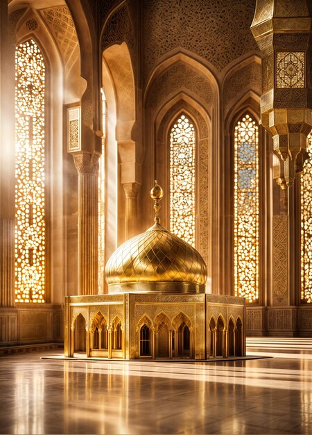 Eid al fitr gold mosque in arabic 8k High Quality