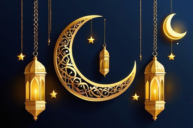 Eid al Fitr Islamic Holiday Muslim Feast Eid Mubarak Ramadan Kareem Eid Said Gold Crescent Felegree