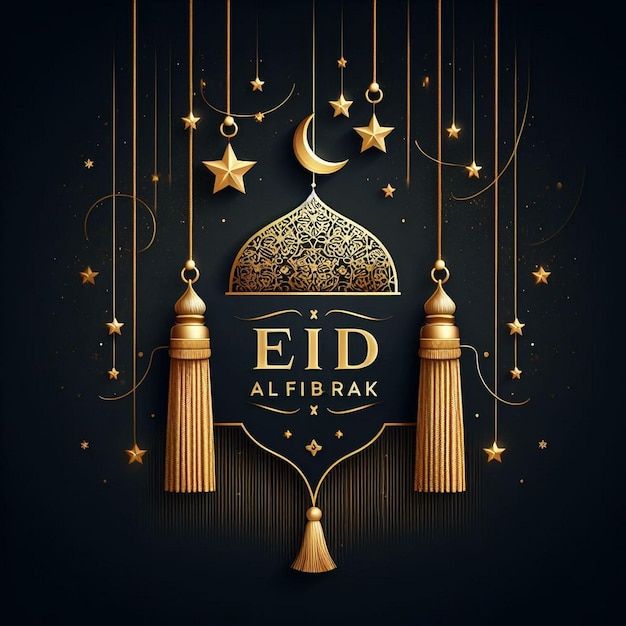 Eid al Fitr Mubarak greeting card design Ramadan kareem background