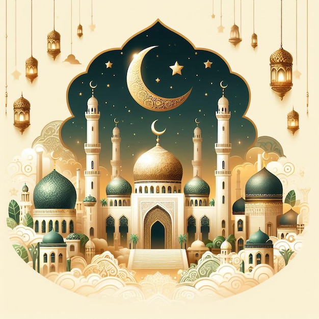 Eid Al Fitr Mubarak Islamic Festival Social Media Post Design Template
