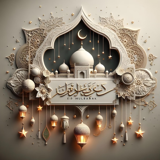 Eid al fitr poster Of Islamic Festival Eid Mubarak 3d art