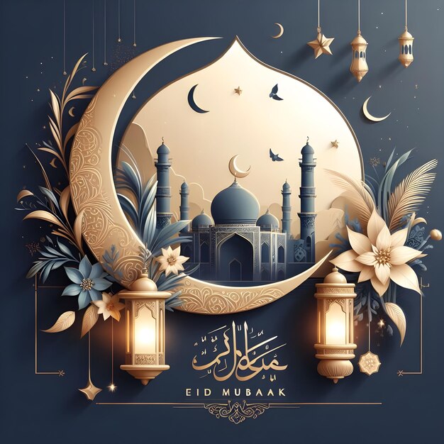 Eid al fitr poster Of Islamic Festival Eid Mubarak 3d art