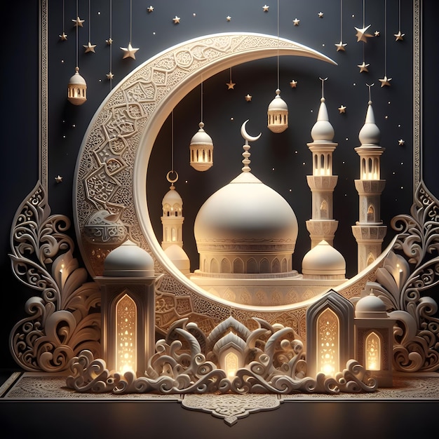 Eid al fitr poster Of Islamic Festival Eid Mubarak 3d art