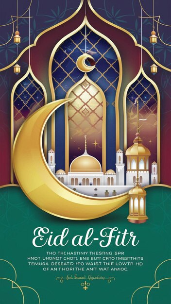 Foto eid al fitr poster sjabloon islamitische groetenkaarten