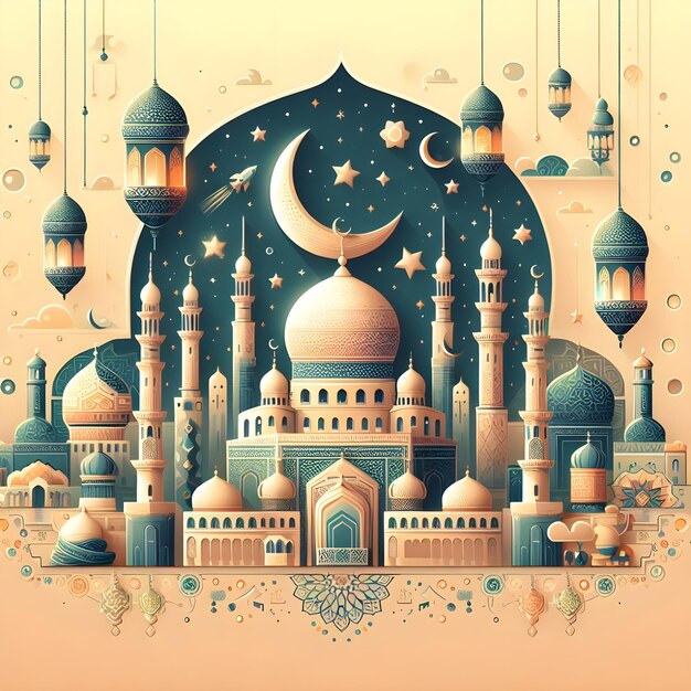 Eid al fitr poster van het islamitische feest Eid Mubarak