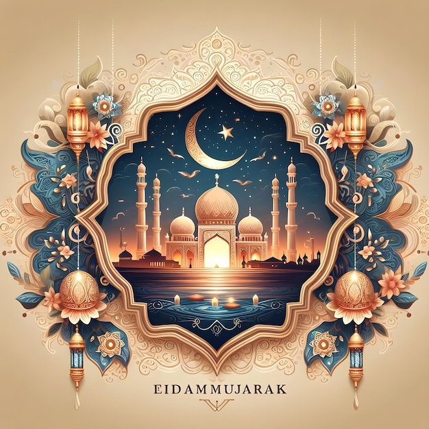 Eid al fitr poster van het islamitische feest Eid Mubarak