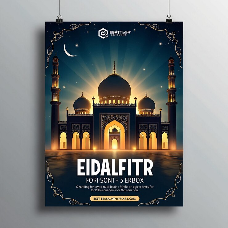 Photo eid al fitr social media post and flyer template banner design