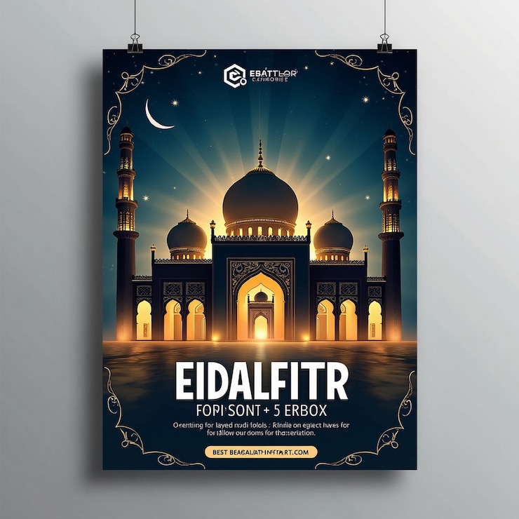 Photo eid al fitr social media post and flyer template banner design
