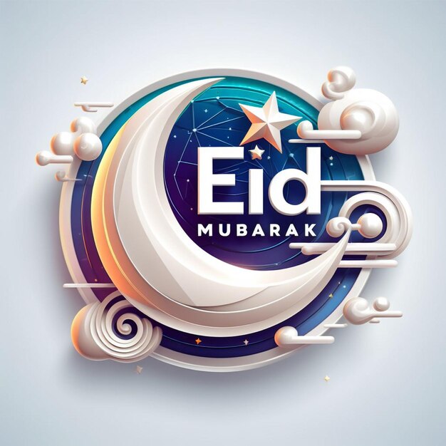 Eid al Fitr speciale beeldfestival Eid Mubarak kaart met moskee en maan ai gegenereerd