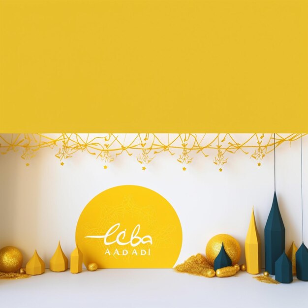 Eid AlAdha Decoration Banner In Yellow